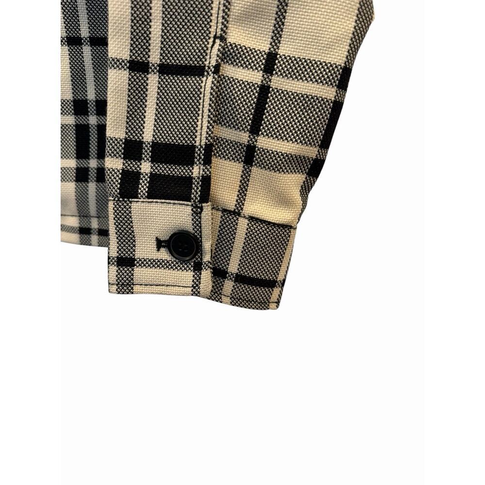 H&M Men's Black & Cream Plaid Full Zipper Jacket /Shacket Size M Oversized - Picture 6 of 13